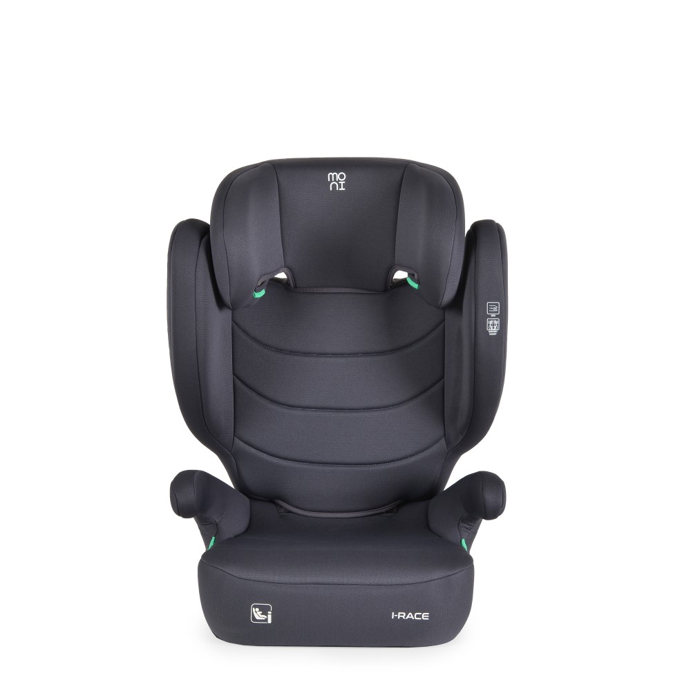 Η φωτογραφία δείχνει Το κάθισμα αυτοκινήτου i-Race της Moni έχει σχεδιαστεί για παιδιά με ύψος από 100 έως 150 cm, σύμφωνα με το τελευταίο πρότυπο ασφαλείας R129/i-Size.