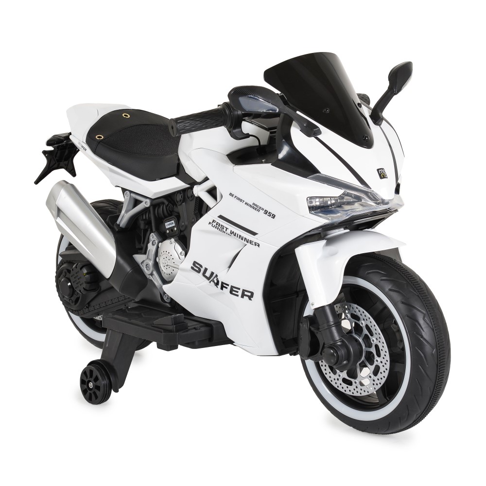 Η φωτογραφία δείχνει Moni, Παιδική Ηλεκτρική Μοτοσικλέτα Surfer για Παιδιά – Για Μικρούς που Αναζητούν την Περιπέτεια!Χαρίστε στο παιδί σας τον ενθουσιασμό της ελευθερίας και του ενθουσιασμού με την Surfer – μια κομψή, ισχυρή και απόλυτα ασφαλή ηλεκτρική μοτοσικλέτα, ειδικά σχεδιασμένη για παιδιά ηλ