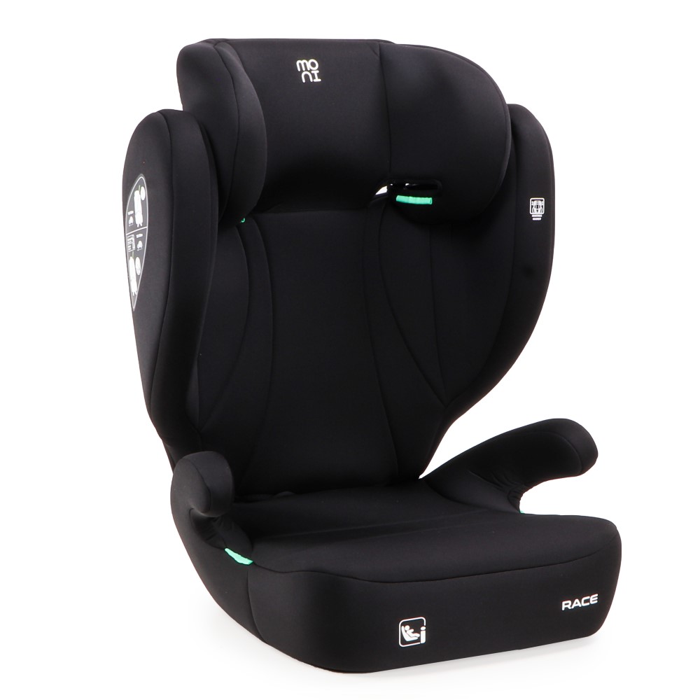 Το παιδικό κάθισμα αυτοκινήτου Race της Moni έχει σχεδιαστεί για παιδιά με ύψος μεταξύ 100 και 150 cm και έχει αναπτυχθεί σύμφωνα με το τελευταίο πρότυπο ασφαλείας R129/i-Size.