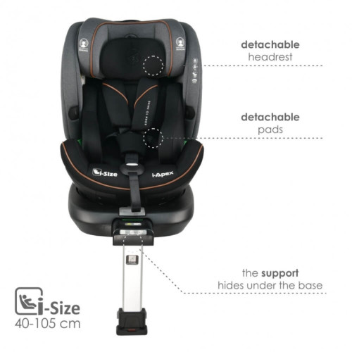 BEBE STARS ΚΑΘΙΣΜΑ ΑΥΤΟΚΙΝΗΤΟΥ I-APEX I-SIZE 360° 40-150cm GREY 916-186