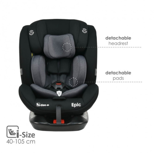 BEBE STARS ΚΑΘIΣΜΑ ΑΥΤOKINHΤΟΥ EPIC ISOFIX I-SIZE 360° BLACK 921-188