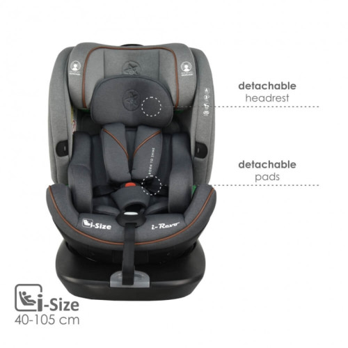 ΚΑΘΙΣΜΑ ΑΥΤΟΚΙΝΗΤΟΥ I-REVO I-SIZE 360° 40-150cm GREY 906-186
