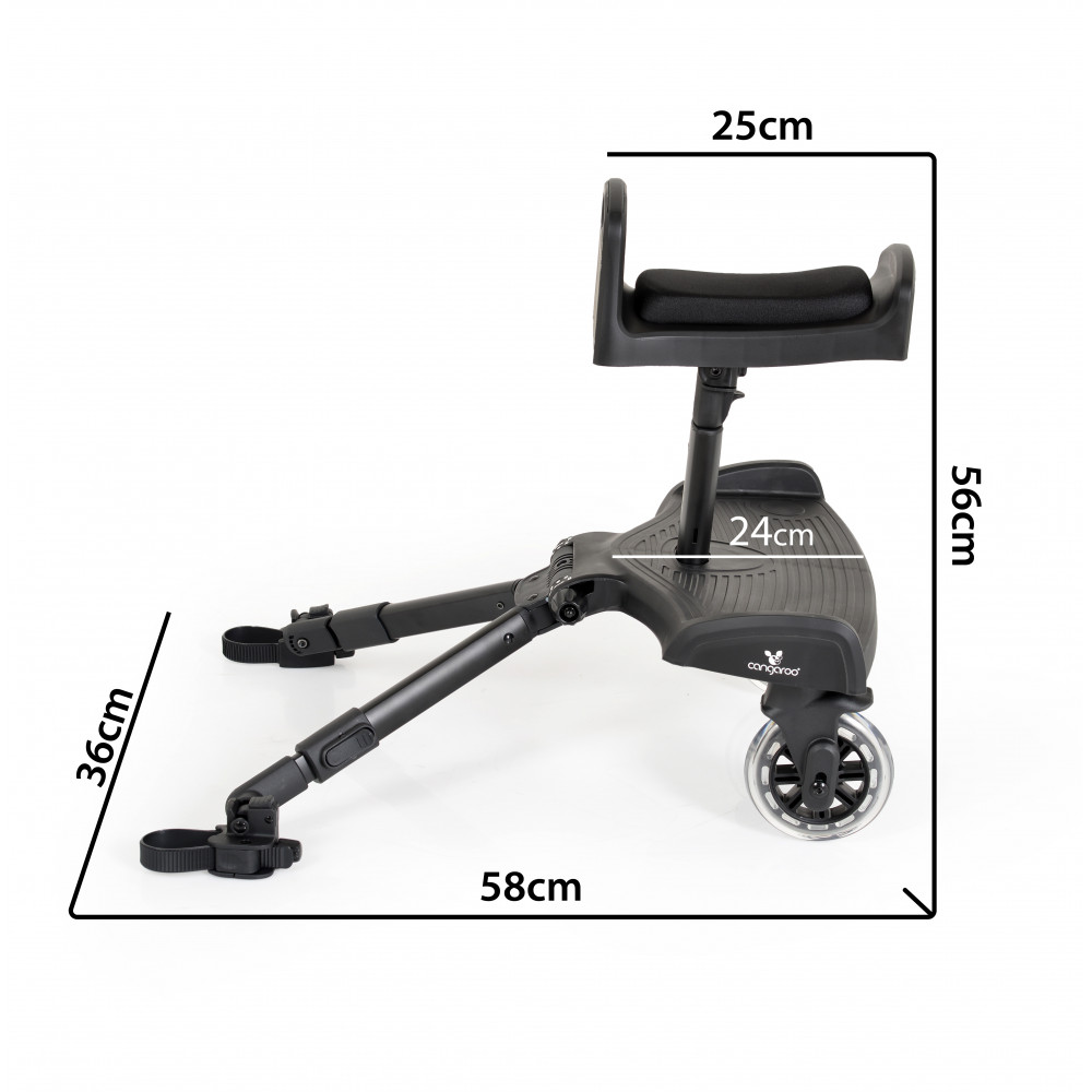 Τρέιλερ καροτσιού με κάθισμα για το δεύτερο παιδί εύκολα προσαρμόσιμο σχεδόν σε όλους τους τύπους καροτσιών.