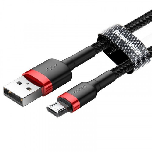 Baseus Cafule Braided USB 2.0 to micro USB Cable Μαύρο/Κόκκινο 2m (CAMKLF-C91)