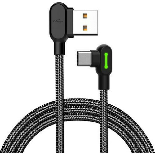 Mcdodo Button Angle (90°) / Braided USB 2.0 Cable USB-C male - USB-A male Μαύρο 1.8m (CA-5282)