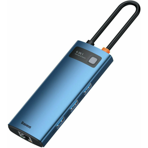 Baseus Metal Gleam Series 6in1 USB-C Docking Station με HDMI 4K PD Ethernet Μπλε