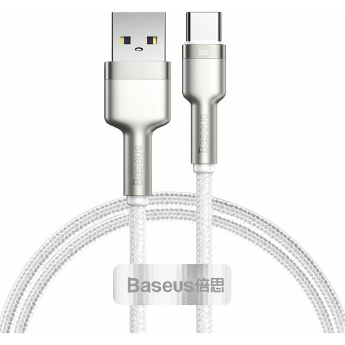 Baseus Cafule Series Braided USB 2.0 Cable USB-C male - USB-A male Λευκό 1m (CAKF000102)