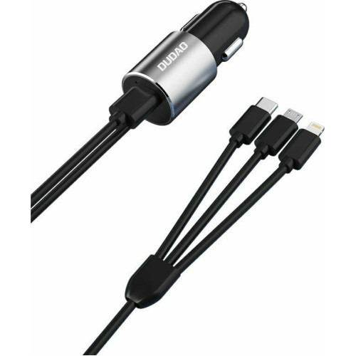 Dudao Φορτιστής Αυτοκινήτου Μαύρος R5ProN Συνολικής Έντασης 3.4A με μία Θύρα USB μαζί με Καλώδιο lightning / micro-USB / type-C