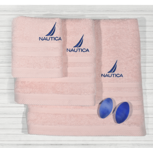 Nautica Σετ Πετσέτες 3τ Ροζ  μονόχρωμες με Κέντημα