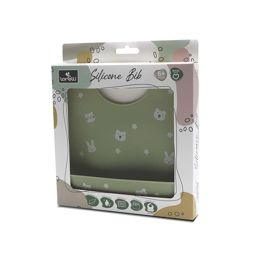 Ηλικία: 6+ μηνώνΜπροστινή τσέπηΡύθμιση μήκους σε 6 θέσειςΕύκολο καθάρισμαΔεν απορροφά οσμέςΑνθεκτικό στους λεκέδεςΣιλικόνη κατάλληλη για τρόφιμαΜαλακώνει και τυλίγεται εύκολαΔεν παραμορφώνεται όταν διπλώνεται