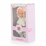 Η φωτογραφία δείχνει Κούκλα μωρού, μεγέθους 30 cm, με αξεσουάρ - πιπίλα και ένα μικρό βελούδινο αρκουδάκι.