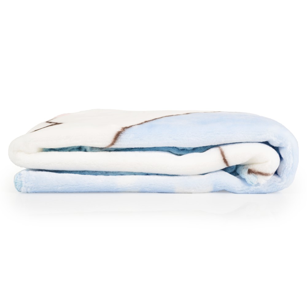 Αφράτη και ζεστή βρεφική κουβέρτα, διαστάσεων 80 x 110 cm, κατασκευασμένη από 100% πολυεστέρα.