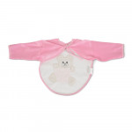 Η φωτογραφία δείχνει Η σαλιάρα με μανίκια είναι κατασκευασμένη από αδιάβροχο υλικό για μέγιστη προστασία.