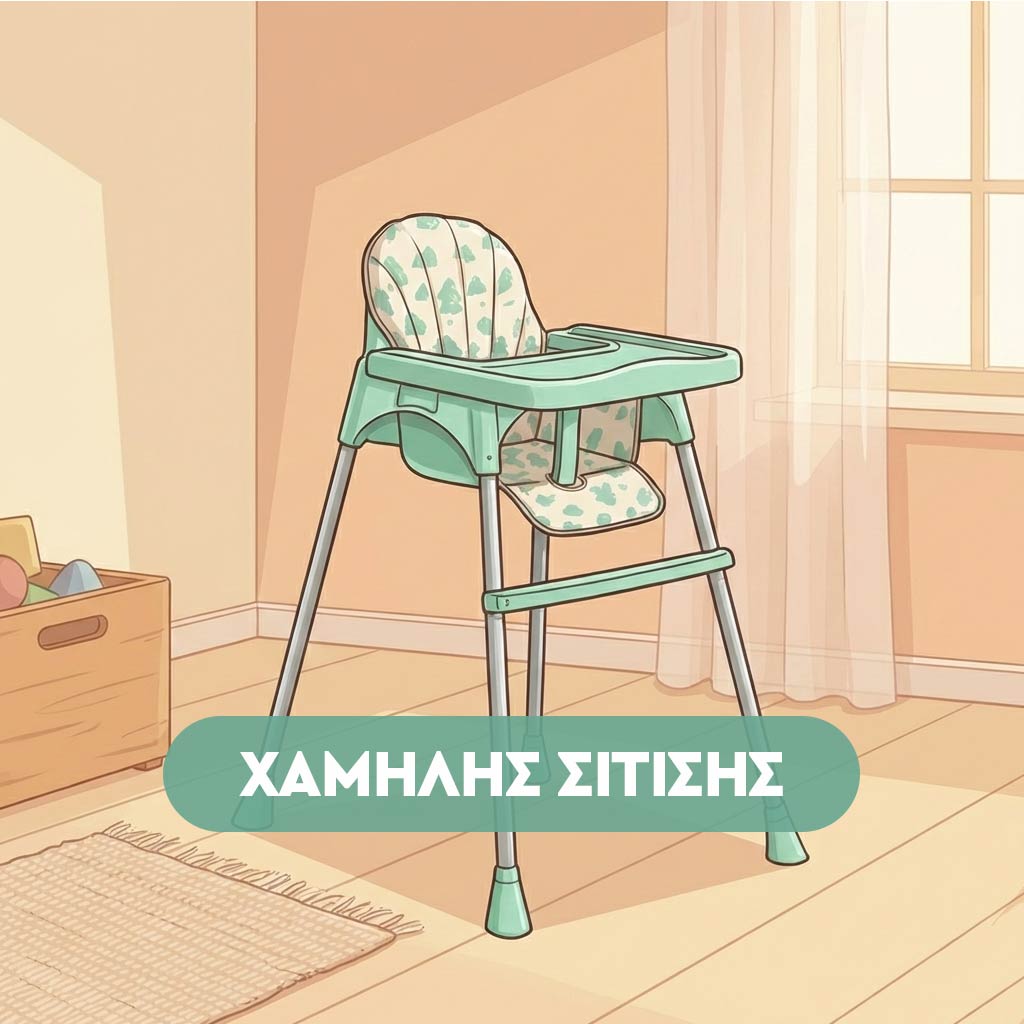 Σταθερό παιδικό κάθισμα φαγητού χαμηλής σίτισης (Low Chair) σε βεραμάν χρώμα, ιδανικό για ανεξάρτητα γεύματα νηπίων.