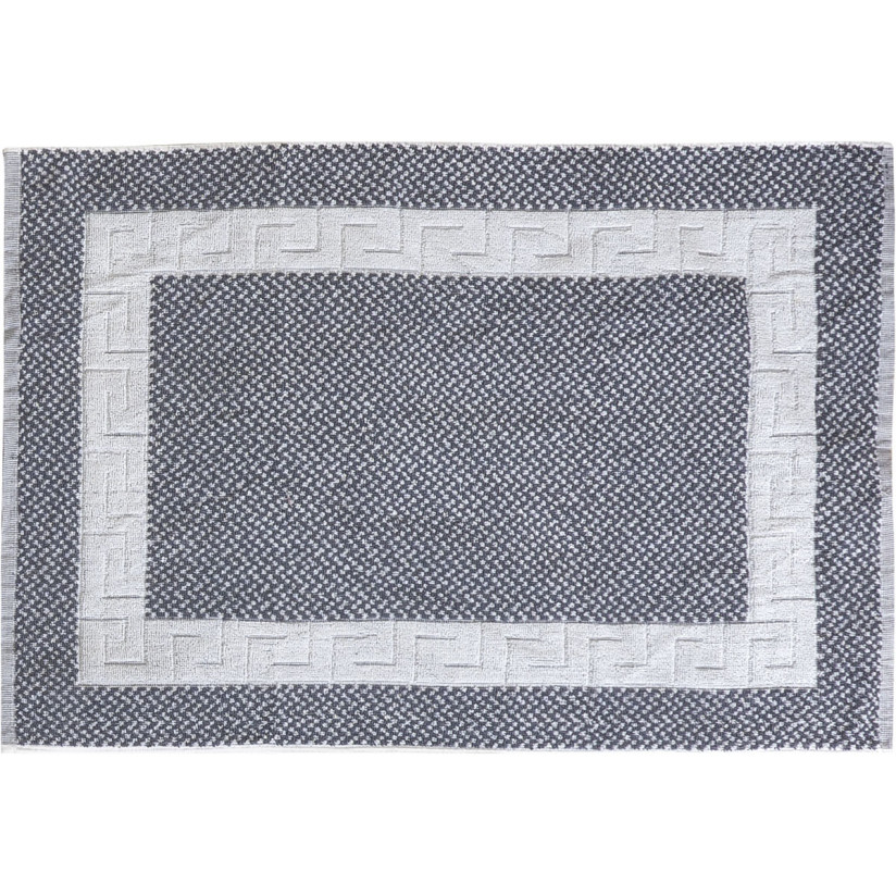 Ταπέτο μπάνιου Atlas νηματοβαφή μαίανδρος 50x75 Γκρι,ΛευκόΧρώμα: Γκρι