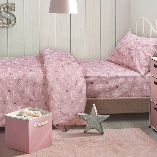 Σετ σεντόνια μονά με λάστιχο Princess Art 6214 100x200+30 Ροζ Beauty Home