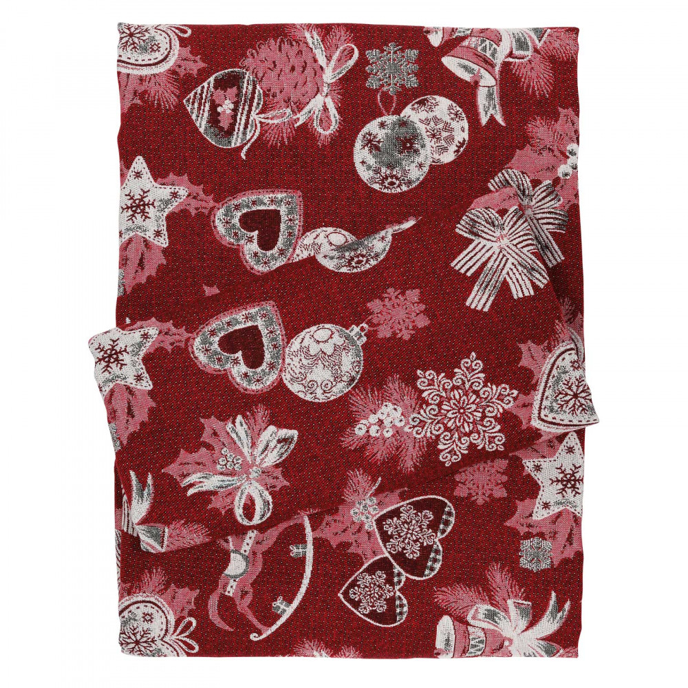 Η φωτογραφία δείχνει Δώστε στην τραπεζαρία σας γιορτινή αύρα με τραπεζομάντηλα σε χριστουγεννιάτικα σχέδια.