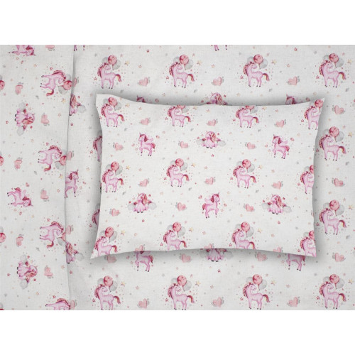 ΜΑΞΙΛΑΡΟΘΗΚΗ ΕΜΠΡΙΜΕ bebe Unicorn 208 35X45 White-Pink Cotton 100%