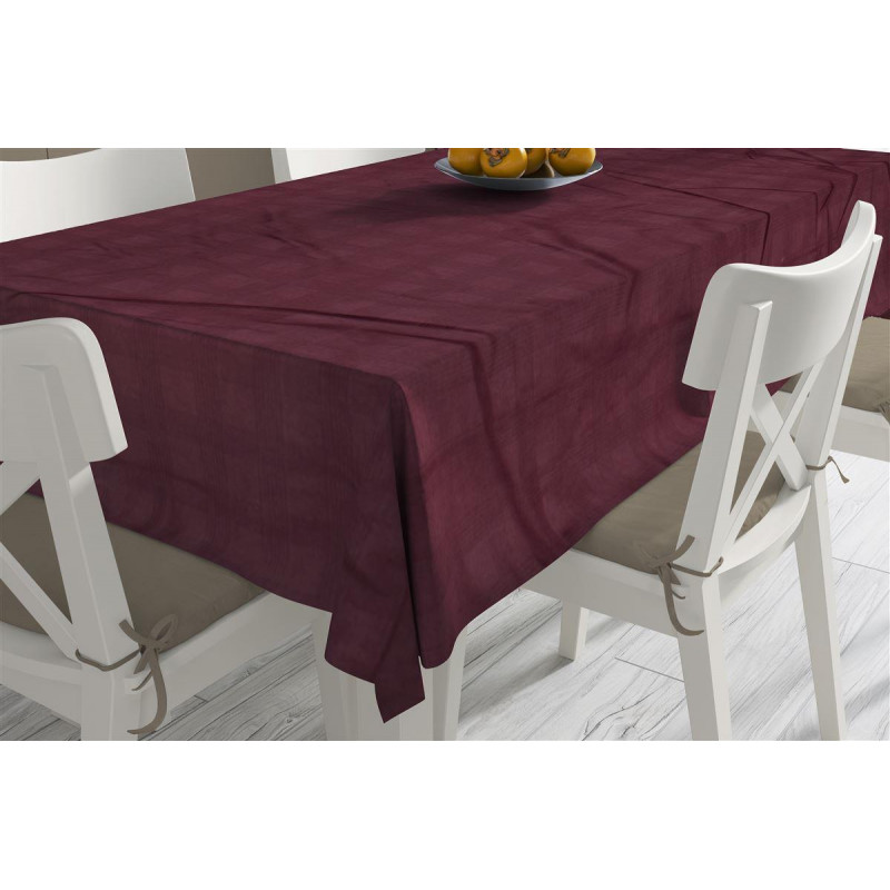 Μονόχρωμο τραπεζομάντηλο διαστάσεων 140X140 με ζακάρ καρώ σχέδιο.