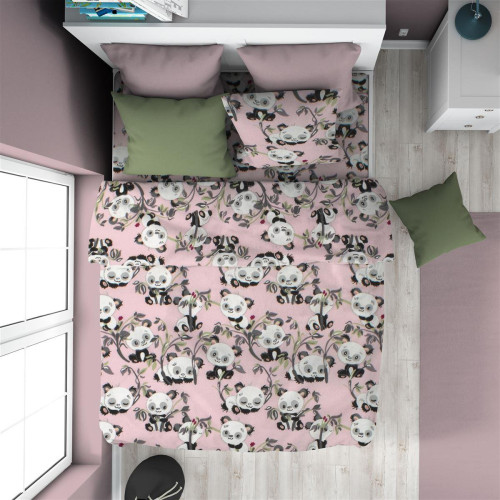 ΠΑΠΛΩΜΑΤΟΘΗΚΗ ΕΜΠΡΙΜΕ kids Panda Bear 97 160X240 Pink 100% Cotton Flannel