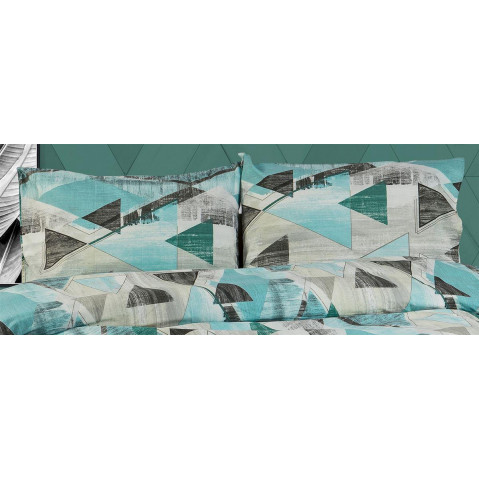 ΜΑΞΙΛΑΡΟΘΗΚΗ ΕΜΠΡΙΜΕ Geometrical 332 50X70 Petrol 100% Cotton Flannel