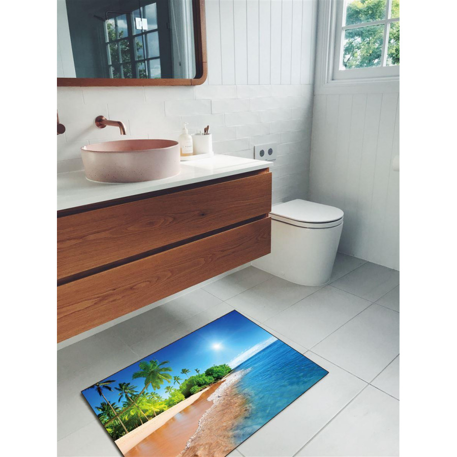 Η φωτογραφία δείχνει Πατάκι, με εντυπωσιακή απεικόνιση σχεδίων, ψηφιακής εκτύπωσης, για να διακοσμήσετε το μπάνιο και άλλους χώρους του σπιτιού σας.