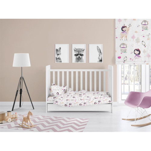 ΣΕΝΤΟΝΙΑ ΕΜΠΡΙΜΕ ΣΕΤ 3 τεμ bebe Lily & Deer 179 120Χ160 White-Pink Cotton 100%