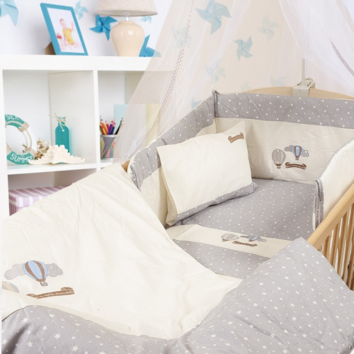 DIMcol ΠΑΠΛΩΜΑ ΒΡΕΦ Cotton 100% 100Χ140 ΑΕΡΟΣΤΑΤΟ 01 ΕΚΡΟΥ/ΓΚΡΙ 1211516102100106