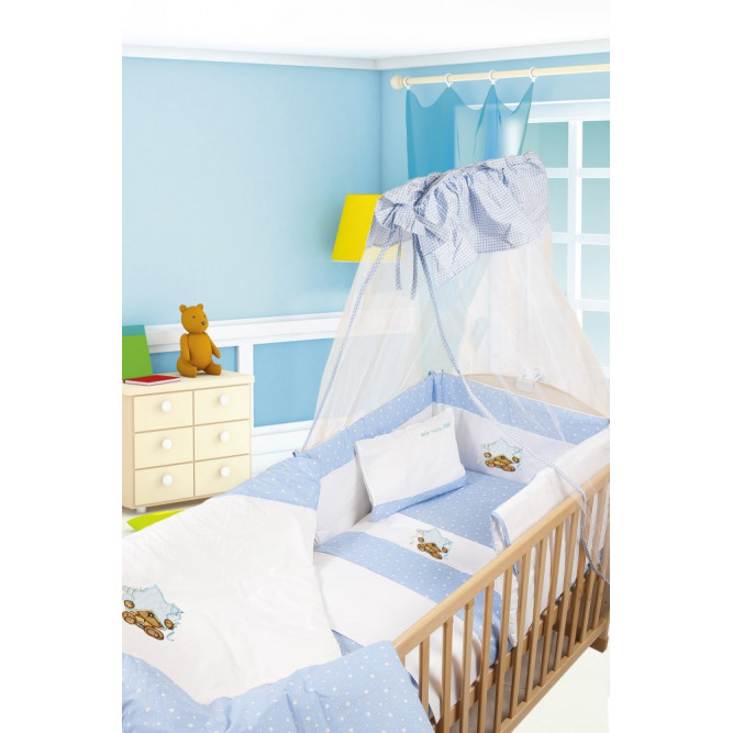 Παπλωματάκι Κούνιας διαστάσεων 100Χ140 cm κατασκευασμένο απο υφασμα percalle με κέντημα και φάσα.