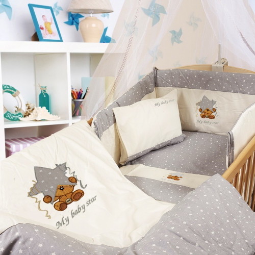 DIMcol ΠΑΠΛΩΜΑ ΒΡΕΦ Cotton 100% 100Χ140 ΑΣΤΕΡΙ 129 ΕΚΡΟΥ/ΓΚΡΙ 1211516103012906