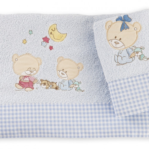 DIMcol ΠΕΤΣΕΤΑ ΣΕΤ 2 τεμ ΒΡΕΦ Cotton 100% 30X50,70X140 HAPPY BEARS 19 ΣΙΕΛ 1212115800801928