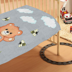 DIMcol ΚΟΥΒΕΡΤΑ ΒΡΕΦ Βελουτέ polyester 110Χ140 Teddy Bear 03 Grey 1410274403300372