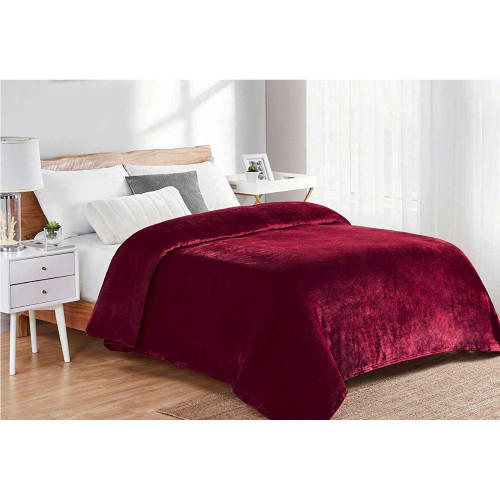 DIMcol ΚΟΥΒΕΡΤΑ CORAL FLEECE ΕΝΗΛ Polyester 220Χ240 Μονόχρωμη 04 Bordeaux