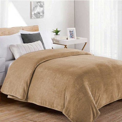 DIMcol ΚΟΥΒΕΡΤΑ CORAL FLEECE ΕΝΗΛ Polyester 160X220 Μονόχρωμη 02 Beige