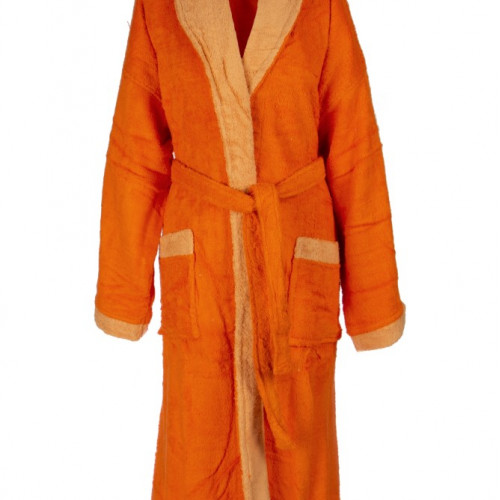 DIMcol ΜΠΟΥΡΝΟΥΖΙ ΕΝΗΛ Cotton 100% L με γιακά Διχρωμο 450 gsm 02 Orange