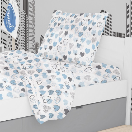 DIMcol ΜΑΞΙΛΑΡΟΘΗΚΗ ΕΜΠΡΙΜΕ ΠΑΙΔ Cotton 100% 50Χ70 Hearts 08 Blue 1925813107800870