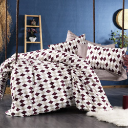 DIMcol ΣΕΝΤΟΝΙΑ ΕΜΠΡΙΜΕ ΣΕΤ 4 τεμ ΕΝΗΛ Flannel Cotton 100% 220Χ240 Diamond 326 Burgundy 1935355541532623