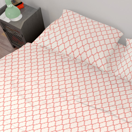 DIMcol ΠΑΠΛΩΜΑ ΕΜΠΡΙΜΕ ΕΝΗΛ Cotton 100% 220Χ240 Windows 161 White-Coral