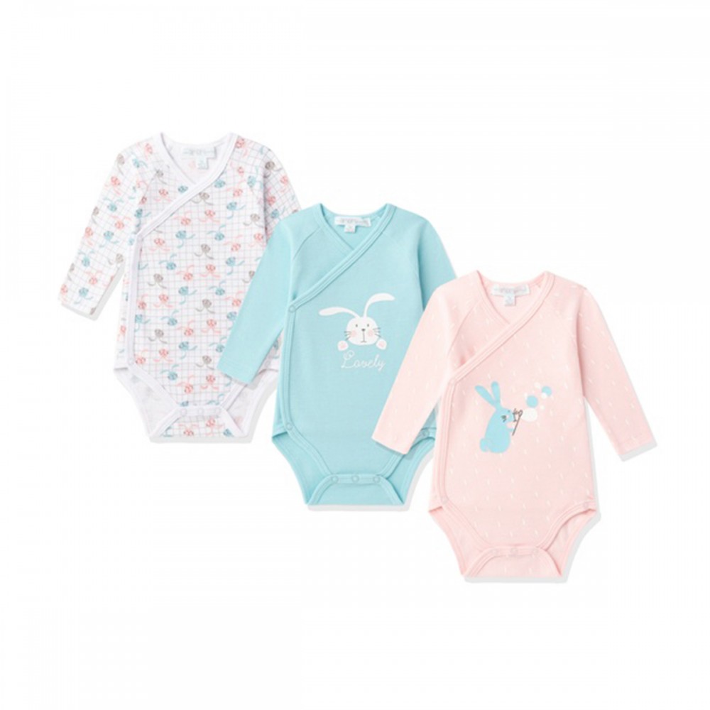 Σετ εσώρουχα 3 τεμαχίωνΜακρύ μανίκι100%&nbsp; βαμβάκιOekotex 100Παιχνιδιάρικα σχέδιαΕύκολο άνοιγμα