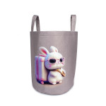 Η φωτογραφία δείχνει Υφασμάτινο καλάθι αποθήκευσης για την τακτοποίηση του παιδικού-βρεφικού δωματίου, διαστάσεων 50X30X45 cm και χωρητικότητας έως 32L με χρωματιστό σχέδιο ψηφιακής εκτύπωσης για να ομορφαίνει το δωμάτιο.