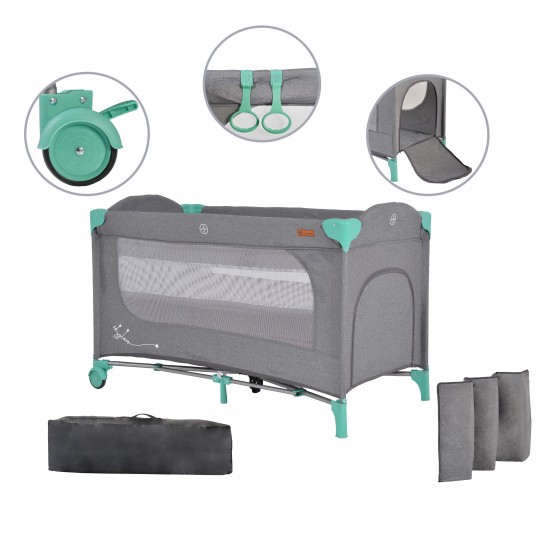 CANGAROO ΠΑΡΚΟΚΡΕΒΑΤΟ 2 ΕΠΙΠΕΔΩΝ ΠΤΥΣΣΟΜΕΝΟ SKYGLOW ΚΑΤΑΛΛΗΛΟ ΓΙΑ ΥΠΝΟ ΚΑΙ ΠΑΙΧΝΙΔΙ ΓΙΑ ΠΑΙΔΙΑ ΜΕ ΜΕΓΙΣΤΟ ΒΑΡΟΣ ΤΑ 14 ΚΙΛΑΤο σετ περιλαμβάνει:Τσάντα αποθήκευσης και μεταφοράςΣτρώμα πάχους 1,5 cm κατάλληλο για παιχνίδι μόνοΑφαιρούμενο 2 επίπεδο με φερμουάρ2 κρεμαστούς κρίκουςΥπάρχουν 2 ρόδες με πώματ