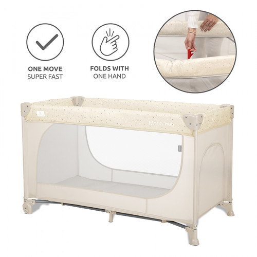 LORELLI ΠΑΡΚΟΚΡΕΒΑΤΟ ΜΩΡΟΥ MOON HUG ONE TOUCH FOLD 1 ΕΠΙΠΕΔΟΥ BEIGE 10080772603