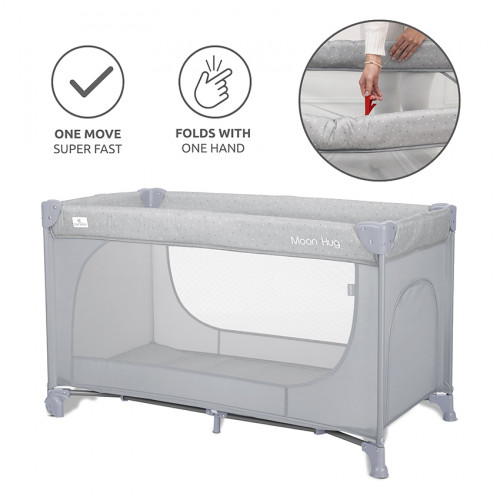 LORELLI ΠΑΡΚΟΚΡΕΒΑΤΟ ΜΩΡΟΥ MOON HUG ONE TOUCH FOLD 1 ΕΠΙΠΕΔΟΥ GREY 10080772604