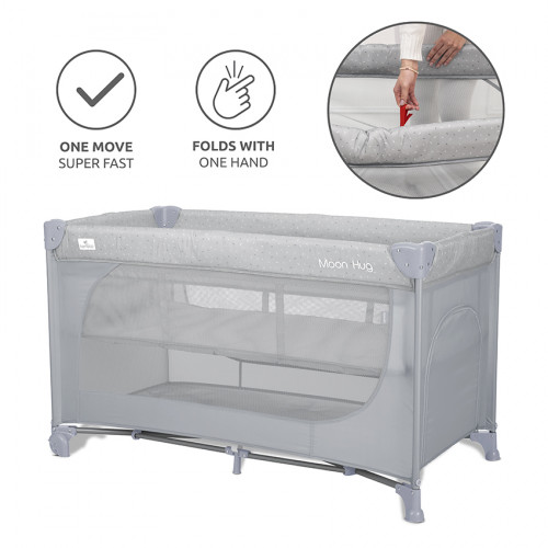 LORELLI ΠΑΡΚΟΚΡΕΒΑΤΟ ΜΩΡΟΥ MOON HUG ONE TOUCH FOLD 2 ΕΠΙΠΕΔΩΝ GREY 10080782604