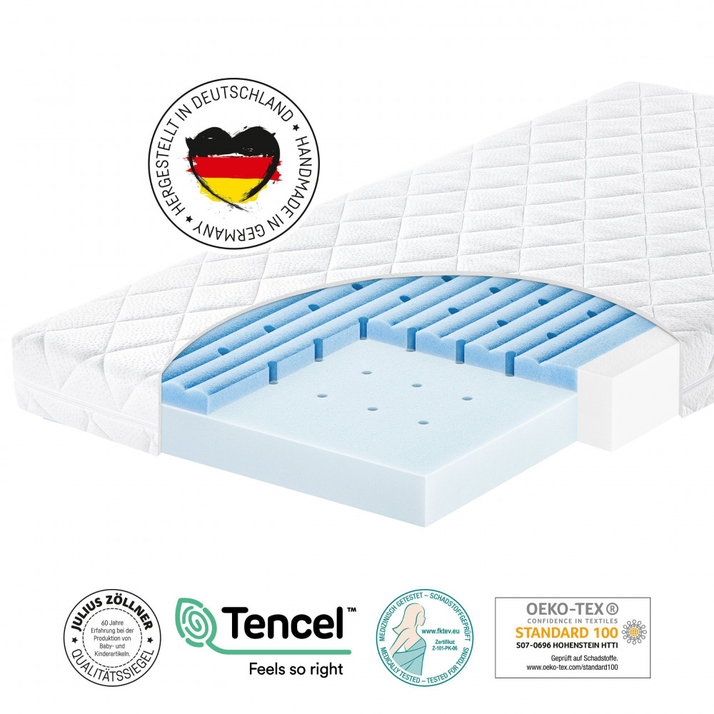 JULIUS ZOLLNER Στρώμα Βρεφικού Κρεβατιού Blue Wave Μέγιστη Διάσταση 70x140cmΞέρετε πολύ καλά ότι στη διάρκεια που το μωρό σας κοιμάται, μεγαλώνει.