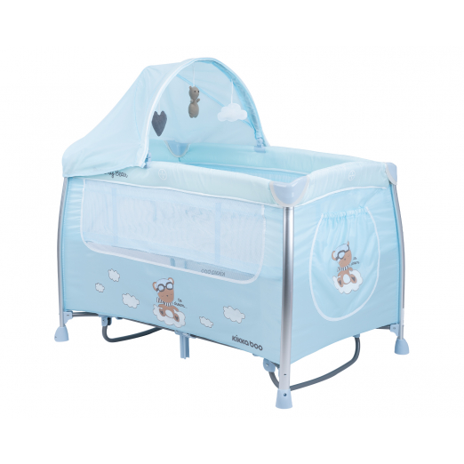 Παρκοκρέβατο της εταιρείας Kikka Boo κατασκευασμένο από αλουμίνιο.