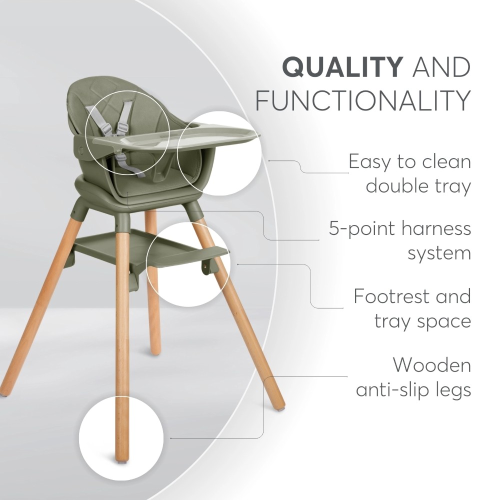 Η φωτογραφία δείχνει Ξύλινο καρεκλάκι 2 σε 1 κατάλληλο για διαφορετικά παιδικά στάδια της εταιρείας Kikka BooΑναλυτικά Χαρακτηριστικά:Κατάλληλο για παιδιά που μπορούν να καθίσουν χωρίς βοήθεια και έως 36 μήνες - στάδιο 1.