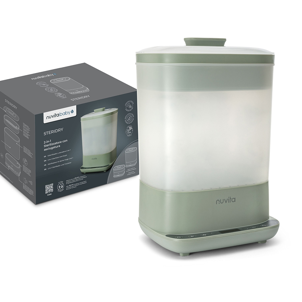 NUVITA SteriDry Digital Αποστειρωτής ατμού κ Στεγνωτήρας μπιμπερό NU-ALST1088Αφαιρεί το 99,99% των μικροβίων και βακτηρίων με ατμό υψηλής θερμοκρασίας.