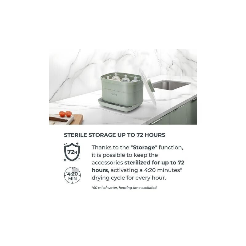 NUVITA SteriDry Digital Αποστειρωτής ατμού κ Στεγνωτήρας μπιμπερό NU-ALST1088Αφαιρεί το 99,99% των μικροβίων και βακτηρίων με ατμό υψηλής θερμοκρασίας.