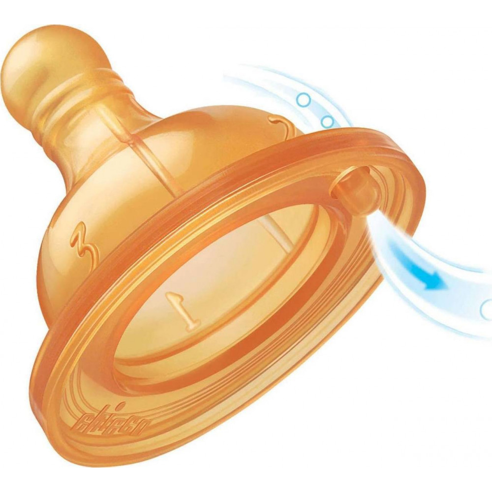 Θηλή της εταιρείας Chicco από καουτσούκ ρυθμιζόμενης ροής:Για ηλικίες 2+ μηνώνΑπό καουτσούκ υψηλής ποιότητας2 τεμάχιαΧωρίς BPA